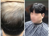 남자가발에 펌을 섞지 않았을때의 가발의 연출